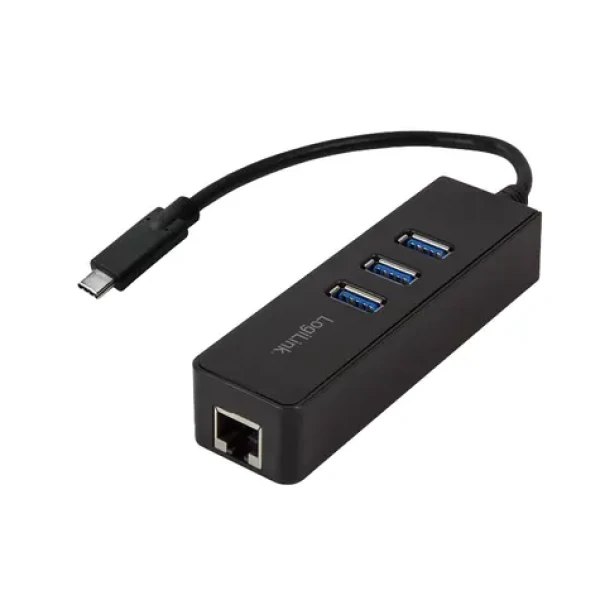 LogiLink USB-C hub černá / USB-C hub / 3x USB-A / RJ45 Gigabit / USB 3.2 Gen1 (UA0283)