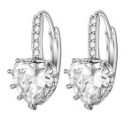 Náušnice Swarovski Elements Elizabeth - srdíčko, Bílá/čirá