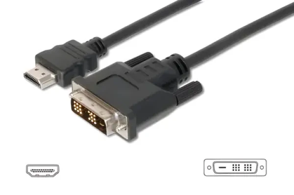 Digitus HDMI - DVI černý / Kabel / 2x stíněný / 2 m (AK-330300-020-S)