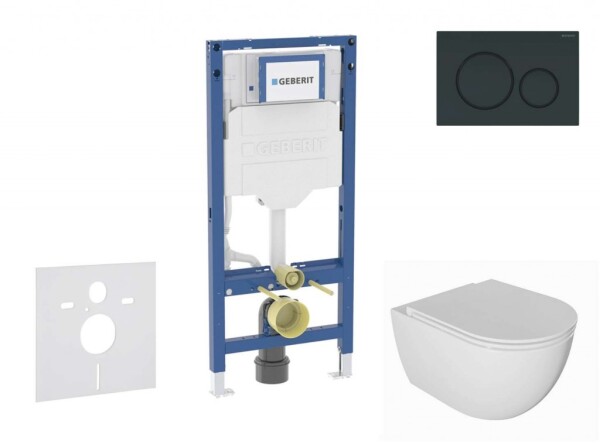 GEBERIT - Duofix Set předstěnové instalace, klozetu Oudee a sedátka softclose, tlačítko Sigma20, černá lesk/černá mat SANI11CA5131B