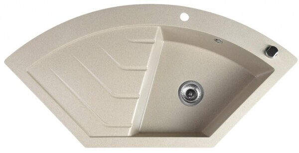 SAPHO - Granitový vestavný dřez rohový s odkapem, 114x57,5cm, béžová GR1932