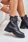 Kožené Kotníkové Boty Worker Zateplené Na Zip S Ozdobou Černé Lorevine Velikost: 36