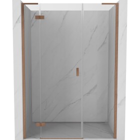 MEXEN/S - Mist-H L sprchové dveře křídlové levé 130, transparent, měď kartáčovaná 8A5L-130-001-65-00-L