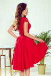 Červené dámské šaty delším zadním dílem krajkovým výstřihem model 8228358 numoco