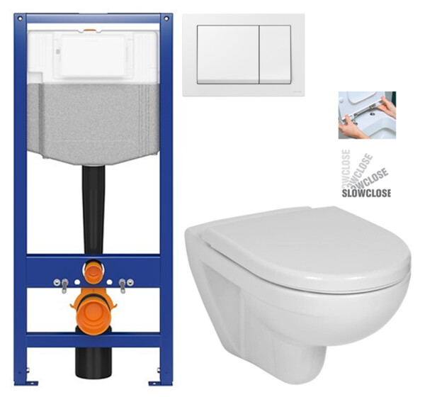 CERSANIT předstěnový instalační systém s bílym tlačítkem K97-516 + WC JIKA LYRA PLUS + SEDÁTKO DURAPLAST SLOWCLOSE K97-526 516 LY5