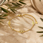 Náramek Daphné Gold - Evil Eye, chirurgická ocel, Zlatá 17 cm + 5 cm (prodloužení)