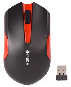 A4tech G3-200N-1 červená / Bezdrátová optická myš / 1000 DPI / 2,4 GHz / V-Track / 3 tlačítka / Baterie 1x AA (A4TMYS46038)