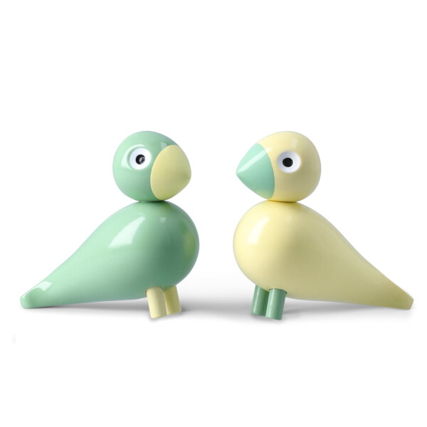 Kay Bojesen Dřevěný ptáček Liliput Light Yellow / Green – set 2 ks, zelená barva, žlutá barva, dřevo
