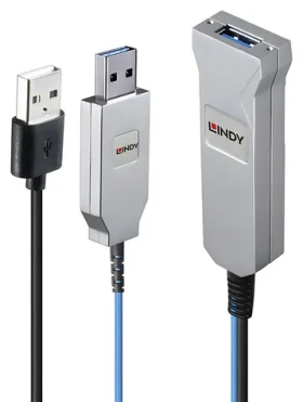 Lindy optický USB 3.0 kabel 30 m modrá / USB kabel / USB-A - 2x USB-A / 5 Gbit/s / 0-70 °C (43345)
