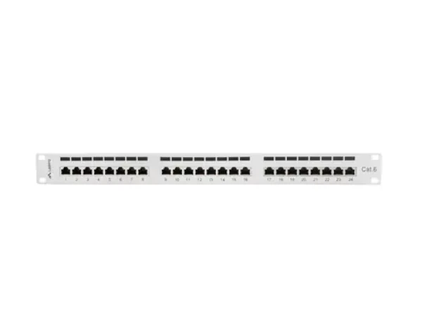 Lanberg šedý / Patch panel / 24 portů / RJ-45 / CAT6 / FTP stíněný / 1U / 19" (PPS6-1024-S)