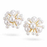 Náušnice s perlami ve výrazném květinovém designu, Stříbrná Bílá