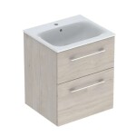 GEBERIT - Selnova Square Umyvadlová skříňka 64x54x48 cm, s umyvadlem, 2 zásuvky, světlý ořech hickory 501.235.00.1