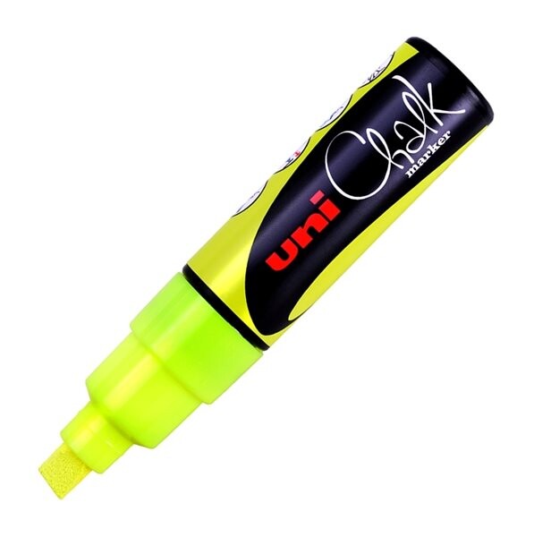 Křídový popisovač UNI - PWE-8K Chalk Marker, 8 mm, fluo-žlutý