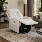 Polohovací křeslo, elektrické zabudované ovládání, béžová, látka, TV-Q8575 CRM2