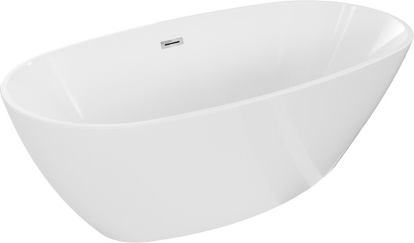 MEXEN/S - Eris volně stojící vana 180 x 95, bílá, sifon a přepad chrom 53441809500-01