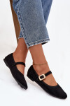 Baleríny s páskem a zlatým sponou Eko semišové Černé Adelora 37