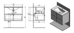 SAPHO - MITRA umyvadlová skříňka s umyvadlem 150x55x46 cm, antracit 2XMT0721601-150