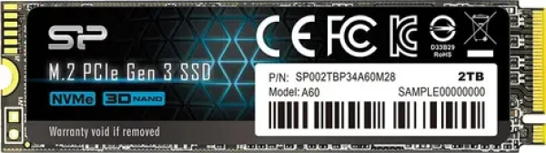 Silicon Power M.2 2280 A60 2TB / Interní SSD / PCle Gen 3x4 / čtení: 2200MBs / zápis: 1600MBs (SP002TBP34A60M28)