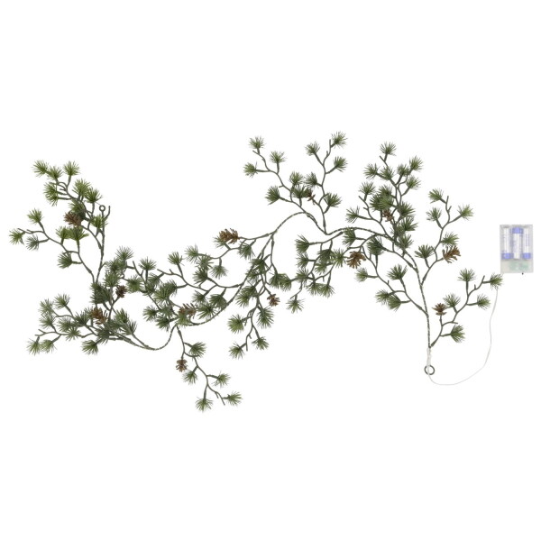 Chic Antique Svítící LED girlanda z umělého jehličí Fir/Pinecones, zelená barva, plast