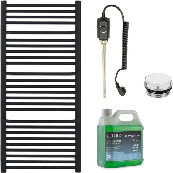 CERANO Koupelnový elektrický radiátorový set Antonio - 900W - černá matná - 1460x550 mm