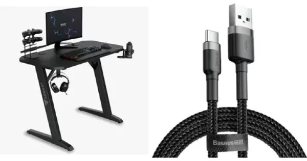 SENSE7 Nomad Basic černá / Herní stůl / 120 x 60 cm / USB kabel