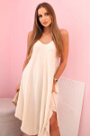 Women's dress with straps flared with an asymmetrical hem béžový UNI