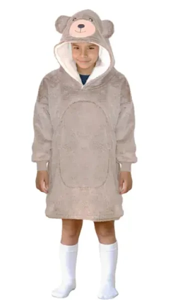 Cozy Noxxiez CH328 Medvěd - hřejivá televizní mikinová deka s kapucí pro děti 7 - 12 let (20-CH328)