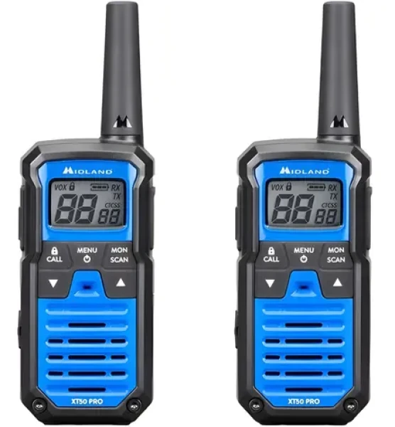 Midland XT50 PRO modrá / Vysílačka / Sada 2 ks / 84 kanálů / VOX / IPX2 / PMR 446 MHz (100002141494)