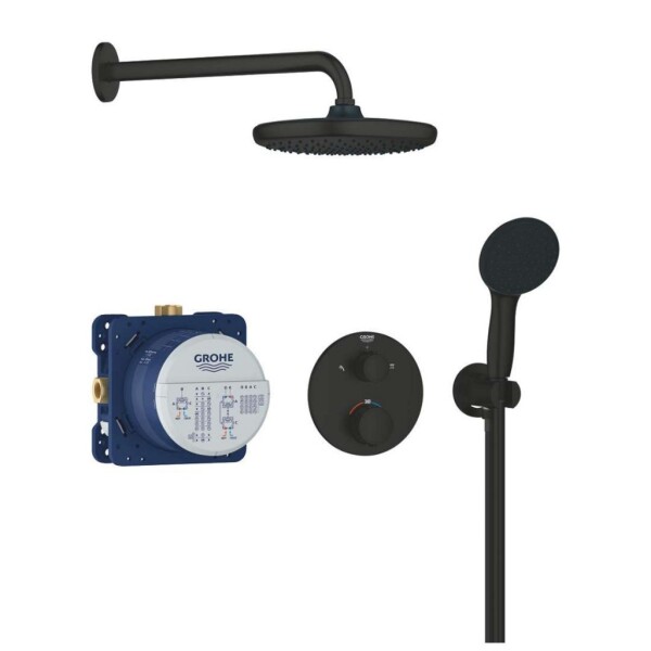 GROHE - Vitalio Start Sprchový set s termostatem pod omítku, průměr 25 cm, 2 proudy, matná černá 348832430