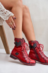 Kožené Zateplené Boty Dámské Na Plochém Podpatku Maciejka 06106-08 Červené 38