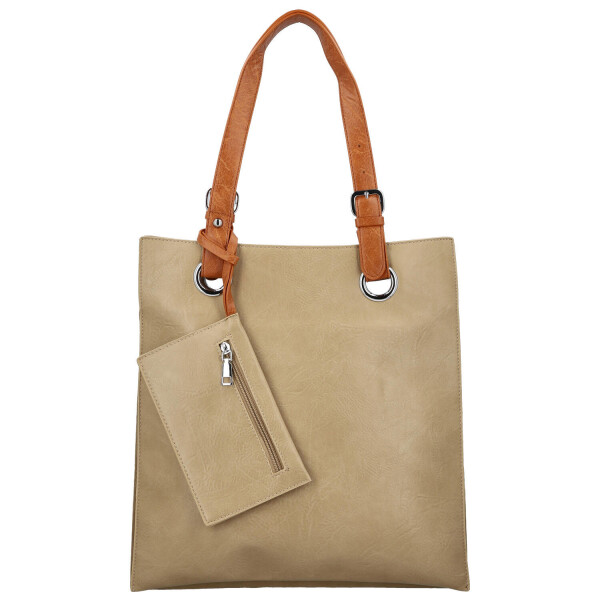 Módní dámská koženková kabelka na rameno Paytona, béžová