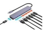 Platinet HUB 7in1 hliníkový / USB-C hub / 4x USB-C 3.2 Gen2 10Gbps / 2x USB-A 3.2 Gen1 / USB-C PD 100W (PMH22)