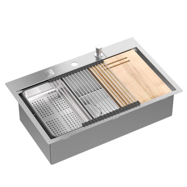 Quadron - Ocelový dřez BURT 110 WORKSTATION BRUSH NICKEL ZLE-09014