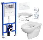 LAUFEN Rámový podomítkový modul CW1 SET s bílým tlačítkem + WC CERSANIT CLEANON PARVA + SEDÁTKO H8946600000001BI PA2