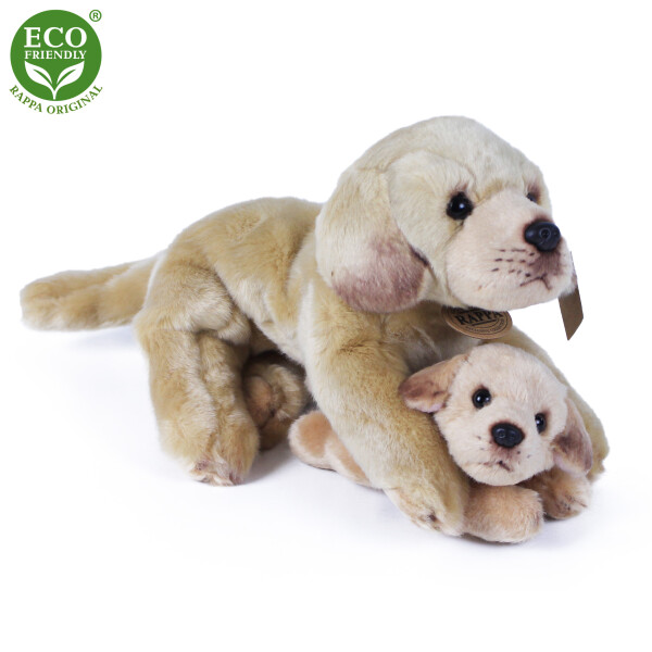 Plyšový labrador s miminkem ležící 25 cm ECO-FRIENDLY