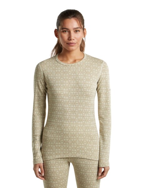 Dámské merino triko dlouhý rukáv ICEBREAKER Wmns Merino 260 Tech Vertex LS Crewe AlpGeo, Undyed/Cumin/J velikost: S