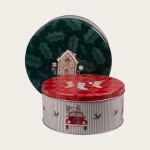 Det Gamle Apotek Plechová úložná dóza Christmas Holidays – set 2 ks, červená barva, kov