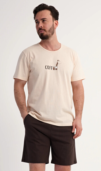Pánské pyžamo šortky Coffee béžová L