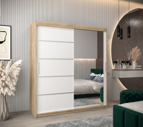 Šatní skříň Abi V2 Barva korpusu: Dub Sonoma, Rozměry: 180 cm, Dveře: Bílá
