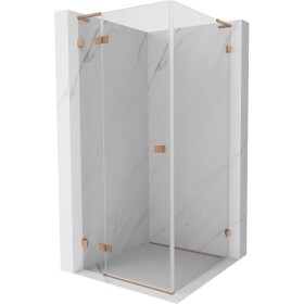 MEXEN/S - Lunar L sprchový kout dveře křídlové levá 80 x 80, transparent, měď kartáčovaná 834L-080-080-65-00-L
