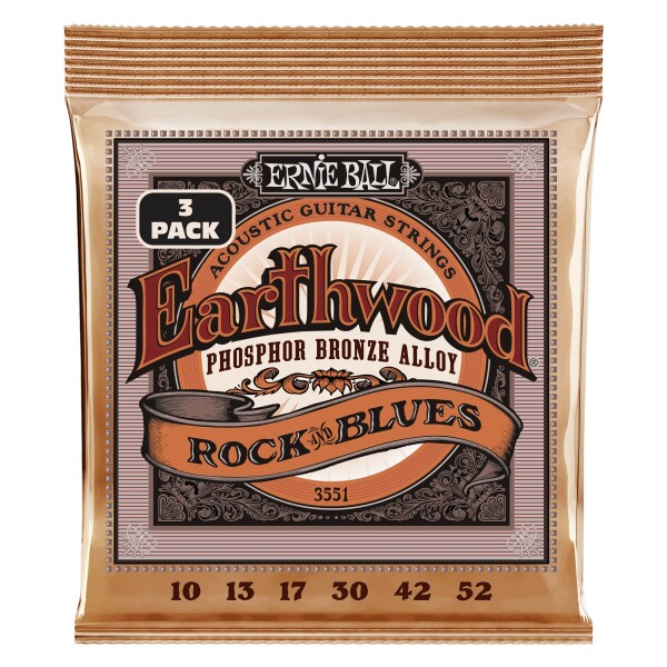 Ernie Ball 3551 Earthwood Rock & Blues Phosphor Bronze 3-Pack