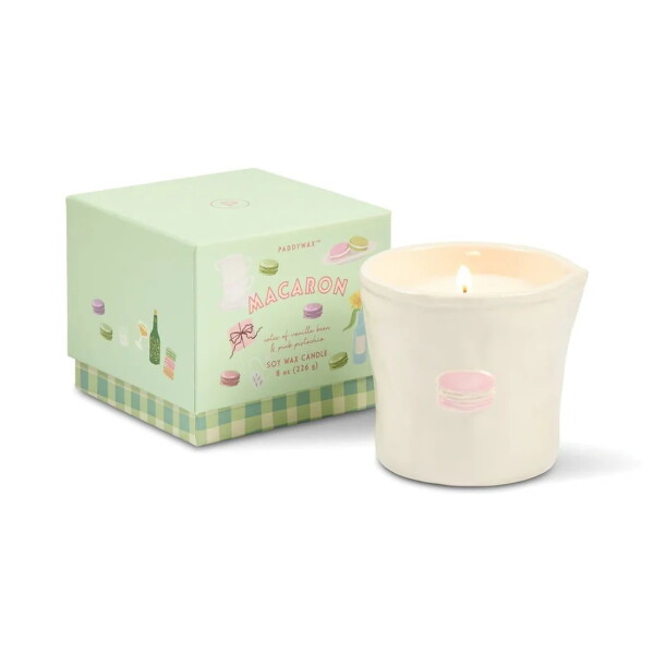 Paddywax Vonná svíčka Bistro Macaron 226 g, zelená barva, keramika
