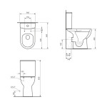 SAPHO - SANIVEX WC kombi, zvýšený sedák, Rimless, spodní/zadní odpad, bílá PC108WR