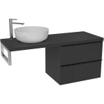 CERANO - Koupelnová skříňka Velora - černá matná, úchytka černá + deska pod umyvadlo Navira Pro - 36 mm + konzole chrom - 120x56,6x46,5 CER-667853