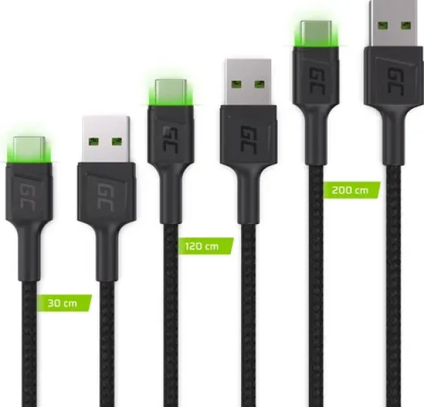 Green Cell KABGCSET01 černá / Kabel USB-A - USB-C / 2 m (KABGCSET01)