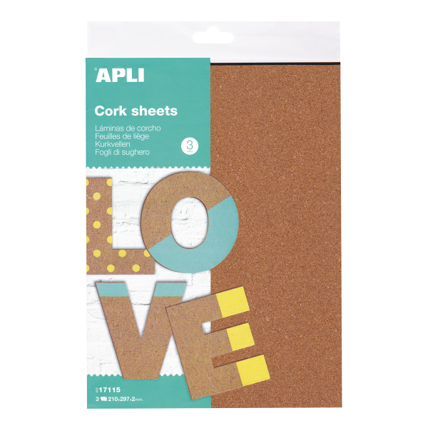 APLI korkové pláty A4/2 mm - 3 ks