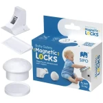 Sipo Magnetické zámky na skříně a zásuvky, sada 4 ks + 1x magnetický klíč, BÍLÁ (SPSBS-M4)