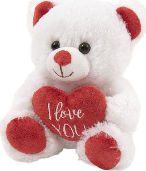 Plyšový medvěd bílý se srdíčkovou mašlí 60 cm