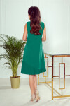 KARINE Zelené dámské trapézové šaty asymetrickým plisováním 308-1