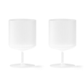 Ferm Living Sklenice na víno Ripple Frosted 270 ml – set 2 ks, bílá barva, sklo